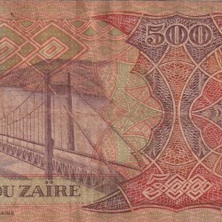 Alternative view of Congo (Zaire) 500 Zaïres (1989) Rare Note#B2