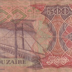 Alternative view of Congo (Zaire) 500 Zaïres (1989) Rare Note#B2