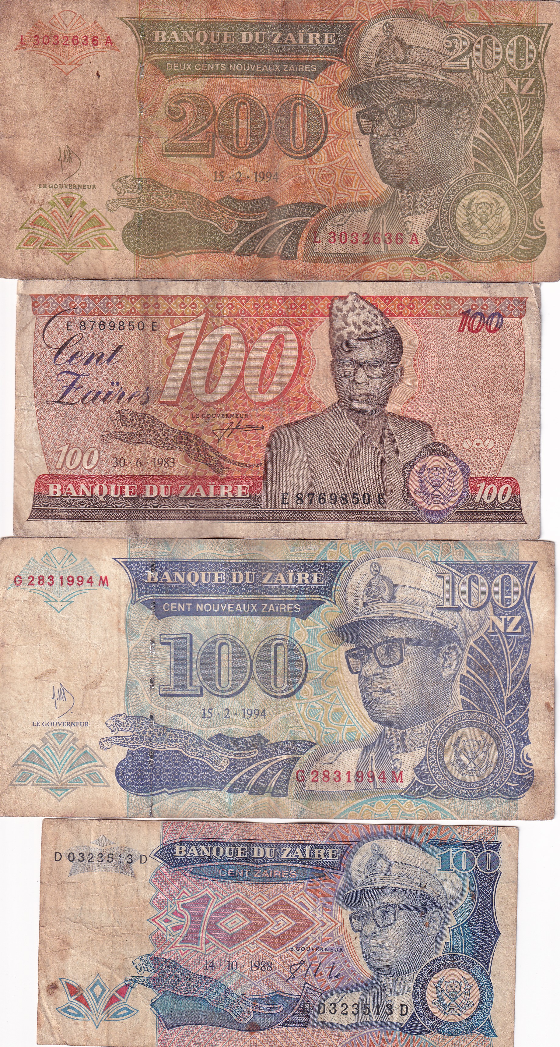 All Different Denomination Congo ( Zaire ) Rare (22 Note Set) #SET-II