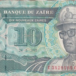 Zaire 10 Nouveaux Zaïre (1993) Rare Note#B2