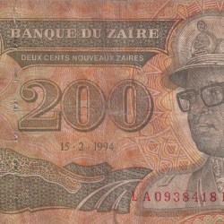 Zaire 200 Nouveaux Zaïre (1994) Rare Note#B2