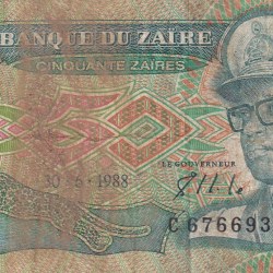 Zaire 50 Zaires (1988) Rare Note#B2
