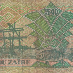 Alternative view of Zaire 50 Zaires (1988) Rare Note#B2
