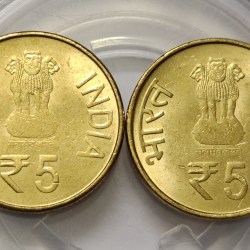 Alternative view of 5 Rs Komagata Maru Incident Kolkata Mint Coin UNC