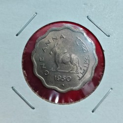 ONE ANNA 1950 BOMBAY MINT BULL COIN