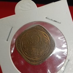 Alternative view of George Vi 2 Annas Scare Coin 1944 Year Bombay Mint UNC Condition British of India