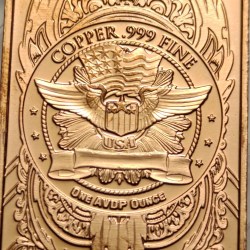 Alternative view of Saint Gaudens Liberty 999 Pure Copper Medallion 1AVDP Oz 28.3gms