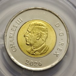 Alternative view of Canada 2 Dollars Charles III Bimetallic Coin RARE CN Tower GLOW IN DARK