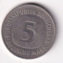 Alternative view of Germany 5 Deutsche Mark 1975 Rare Coin #C-34
