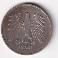 Germany 5 Deutsche Mark 1980 Rare Coin #C-35