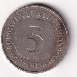Alternative view of Germany 5 Deutsche Mark 1980 Rare Coin #C-35