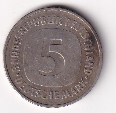 Germany 5 Deutsche Mark 1980 Rare Coin #C-35