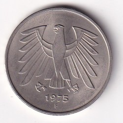 Germany 5 Deutsche Mark 1975 Rare Coin #C-36
