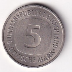 Alternative view of Germany 5 Deutsche Mark 1975 Rare Coin #C-36