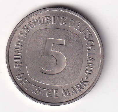Germany 5 Deutsche Mark 1975 Rare Coin #C-36