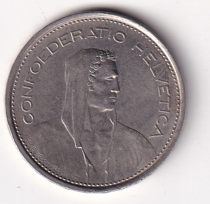 Switzerland 5 Francs Herdsman 1968 Rare Coin #C-53
