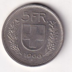 Switzerland 5 Francs Herdsman 1968 Rare Coin #C-53