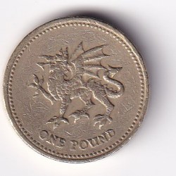 United Kingdom Counterfeit - 1 Pound 1995 - Elizabeth II 3rd portrait; Welsh Dragon Commemorative issue Rare Coin #C-57