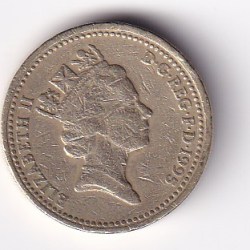Alternative view of United Kingdom Counterfeit - 1 Pound 1995 - Elizabeth II 3rd portrait; Welsh Dragon Commemorative issue Rare Coin #C-57