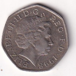 Alternative view of United Kingdom 50 Pence - Elizabeth II (European Union) 1998 Rare Commemorative Coin #C-67