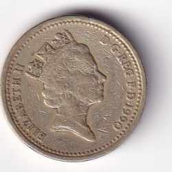 Alternative view of United Kingdom 1 Pound 1990 - Elizabeth II 3rd portrait; Welsh Leek Commemorative issue Rare Coin #C-61