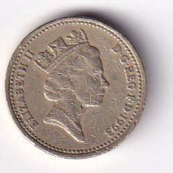 Alternative view of United Kingdom 1 Pound 1993 - Elizabeth II; Royal Arms Commemorative issue Rare Coin #C-68
