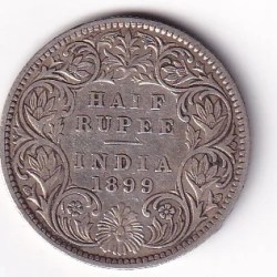 India - British ½ Rupee 1899 - Victoria Rare Silver Coin