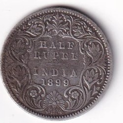 India - British ½ Rupee 1899 - Victoria Rare Silver Coin