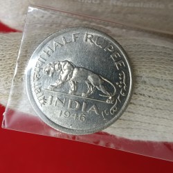 Alternative view of George Vi Quarter Rupee Copper Nickel Coin 1946 Year Bombay Mint Gem Unc Condition British of India