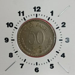50 Paise Copper Nickel 2" o Clock Error Coin 1976 Year Bombay Mint RBI Mistake Coin