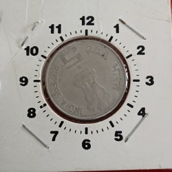 Alternative view of Five Rs Ex Rare 5 " o Clock Error Coin ONGC 1956-2006 Hyderabad Mint RBI Mistake Coin