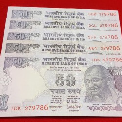 GEM UNC SAME NUMBER FIVE NOTES SET ENDING 786