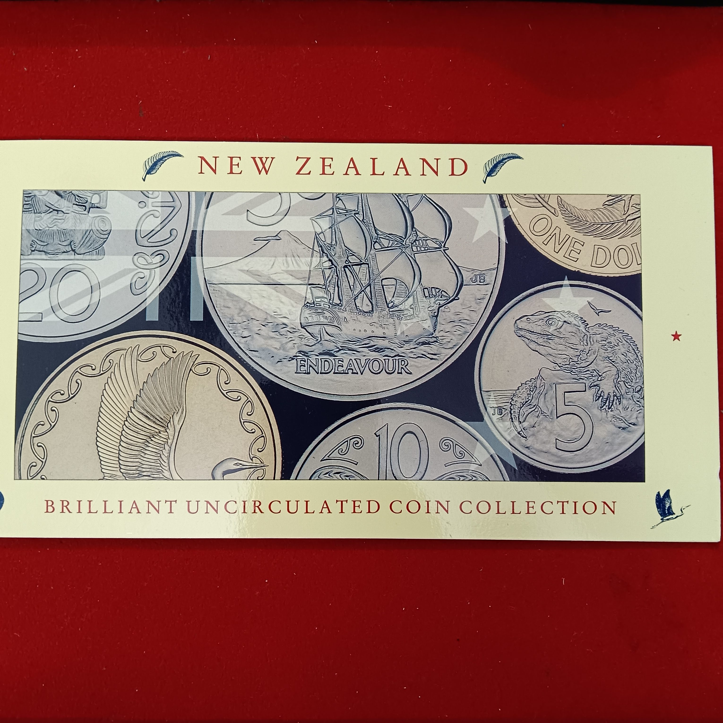 Ex Rare Proof Coin New Zealand Captain Cook's Endeavour Brilliant Uncirculated Coin Set Year 1990 Issue By Royal New zealand Mint