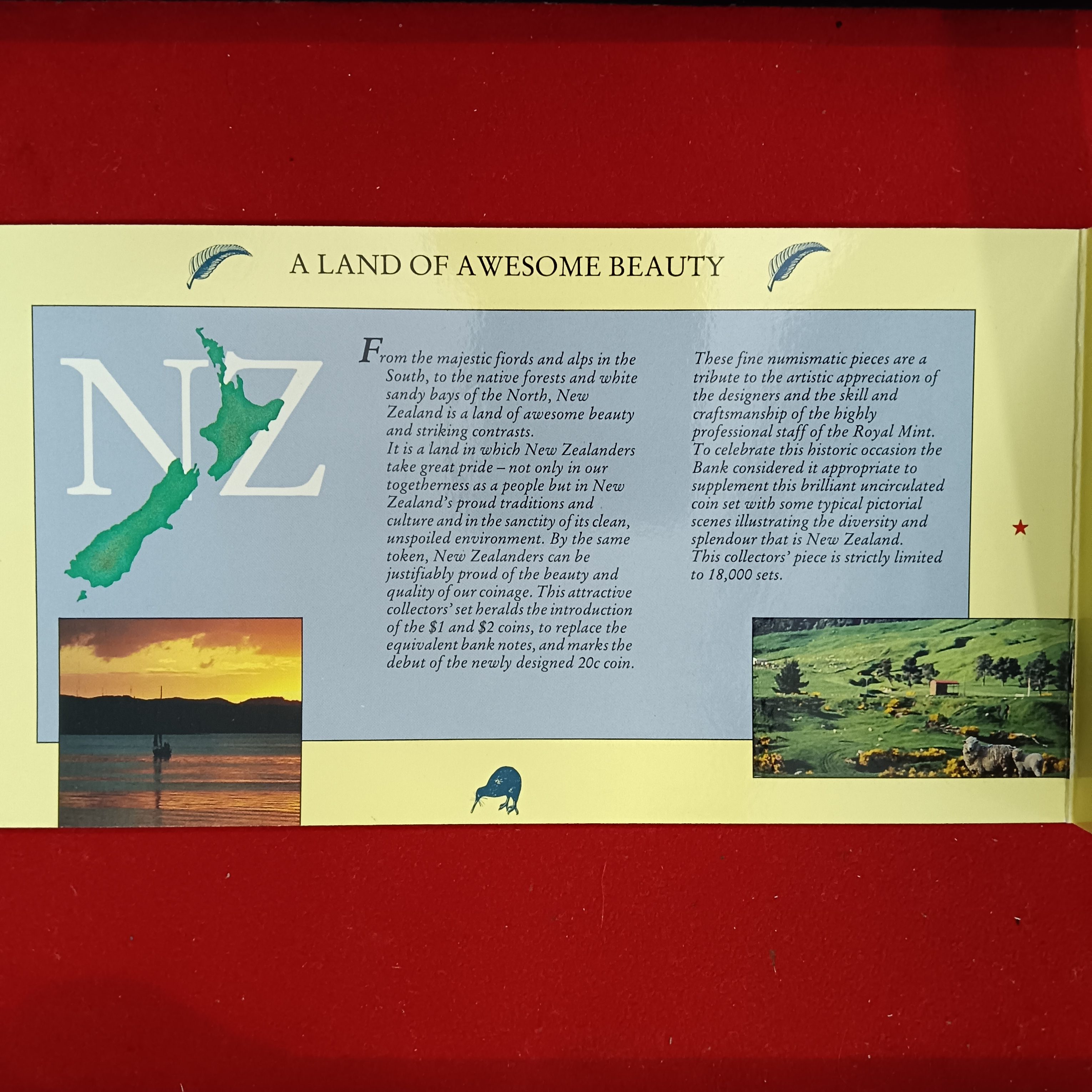 Ex Rare Proof Coin New Zealand Captain Cook's Endeavour Brilliant Uncirculated Coin Set Year 1990 Issue By Royal New zealand Mint