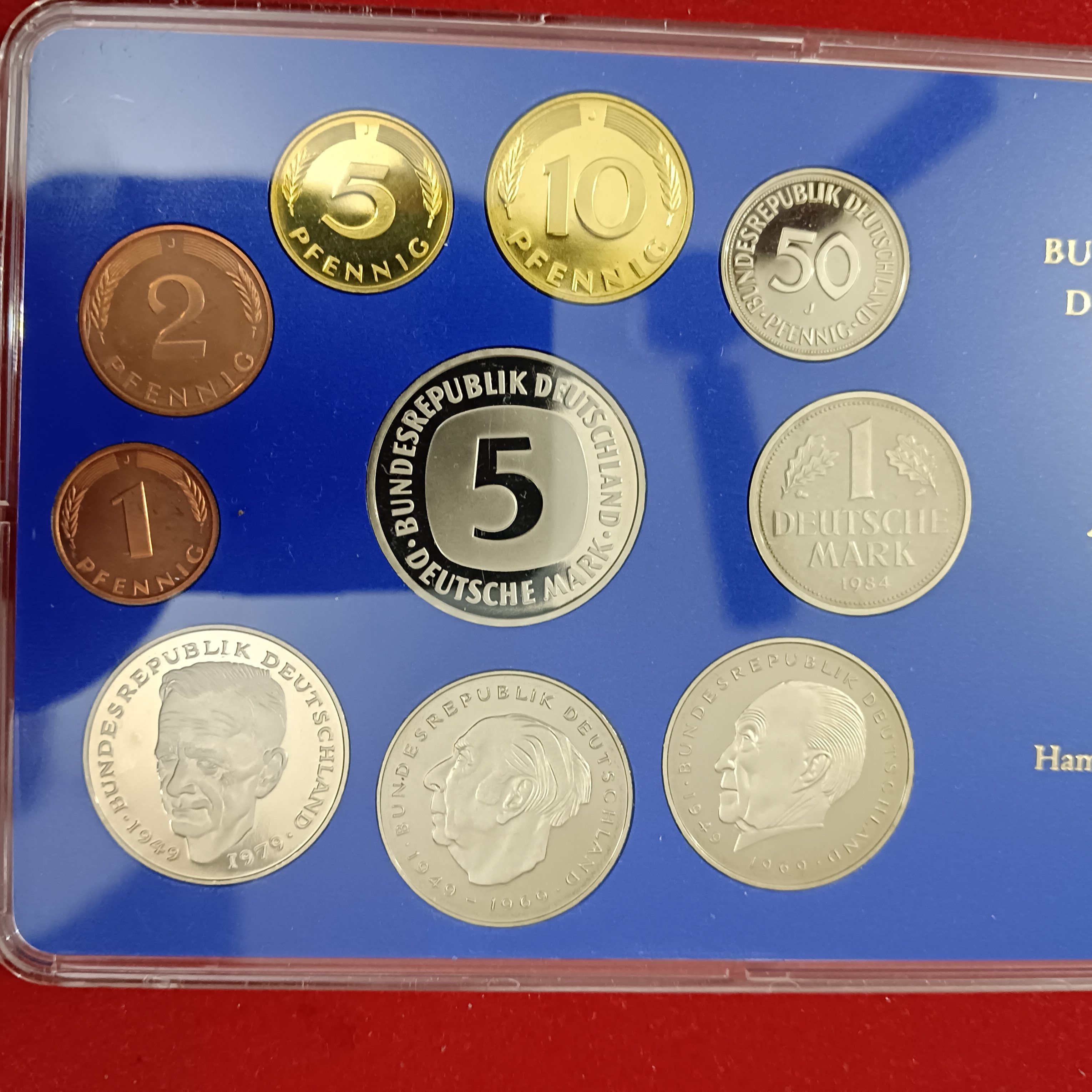 Extremely Rare 1984 Federal Republic of Germany official Proof Coin Set Hamburg Mint Deutschland