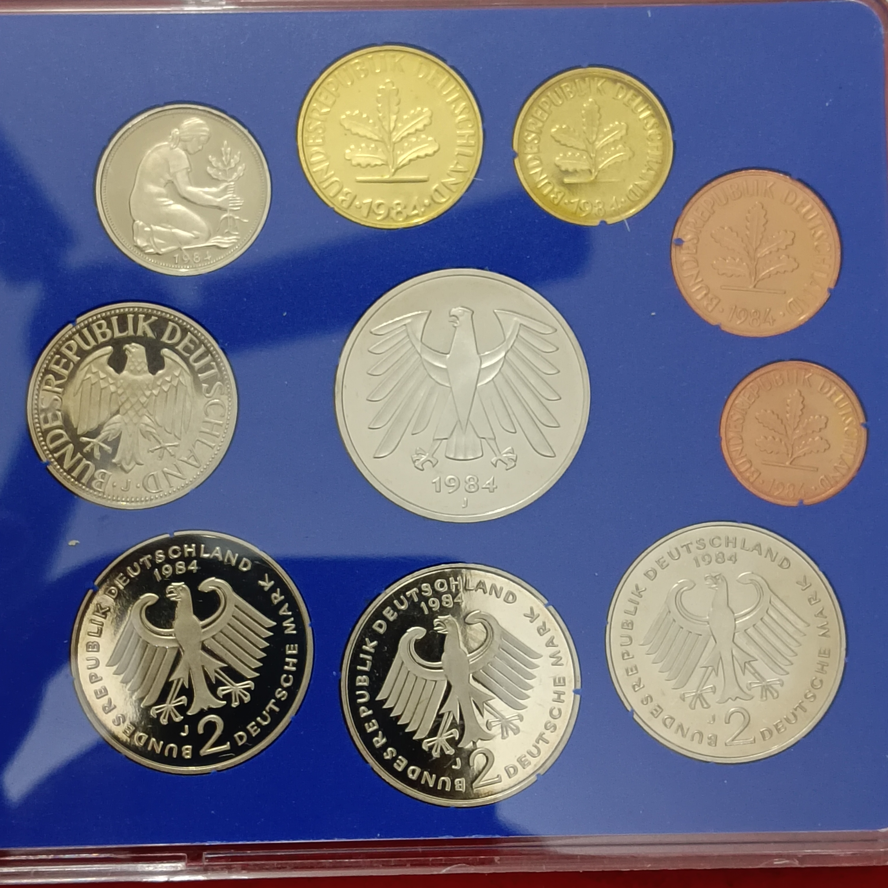 Extremely Rare 1984 Federal Republic of Germany official Proof Coin Set Hamburg Mint Deutschland
