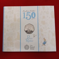 Alternative view of Rare 50 Pence Proof Coin 150 th Aniversary of Beatrix Potter 2016 Year Rabbit Uk The Royal Mint