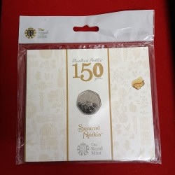 Rare Queen Elizabeth 150 Th Anniversary of Beatrix Potter Squirrel Nutkin 50 Pence Proof Set Coin 2016 Year UK Issue By The Royal Mint