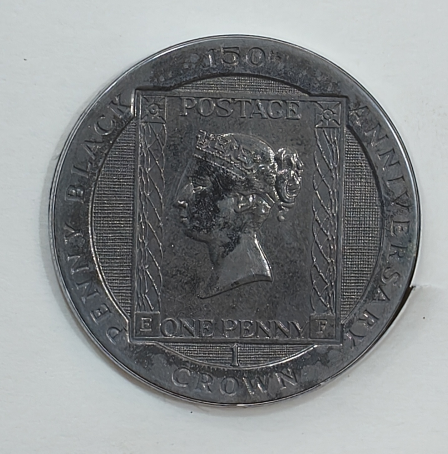 1 Crown 1840-1990 Penny Isle Of Man Post Office Official Stamp & Coin Cover UK