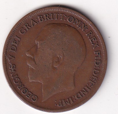 United Kingdom 1 Penny - George V 1921 Rare Coin#C-75