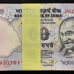 Alternative view of 50 Rupees Parliament Governor D. Subba Rao Rare Serial Packet With (One Note Star + 786 Fancy Number Note)