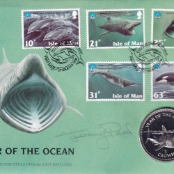 Alternative view of Isle of Man Marine Life 1998 1 Crown - Elizabeth II International Year Of the Ocean Rare Coin Set with Beautiful Folder