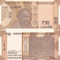 123456 Fancy Number GEM UNC 10 Rupees Note
