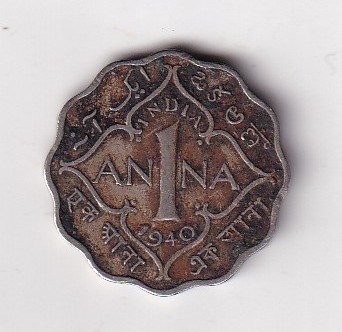 British- India 1 Anna - George VI 1940 Rare Coin #C-87