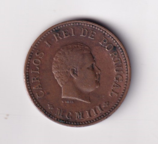 India, Portuguese ½ Tanga 1903 - Charles I Lisboa mint Rare Coin #C-102