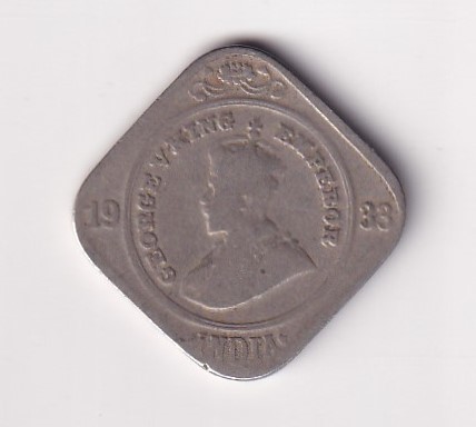 India - British 2 Annas 1933 - George V Rare Coin #C-109
