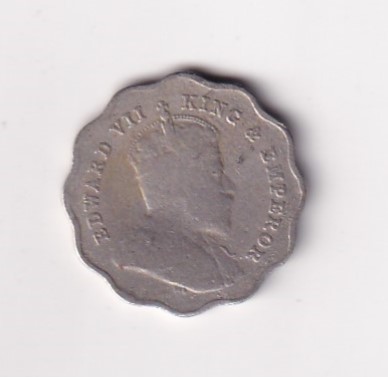 India - British 1 Anna 1909 - Edward VII Rare Coin #C-110