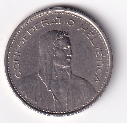 Switzerlan 5 Francs 1968 Herdsman; copper-nickel; embossed edge Coin #C-114 - Image 2
