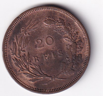 Portugal 20 Réis 1892 - Charles I Rare Coin #C-117