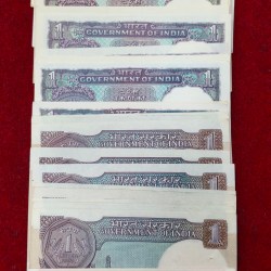 Alternative view of 62 Note Signature 1 Rupees UNC Set (See Description) #A-4